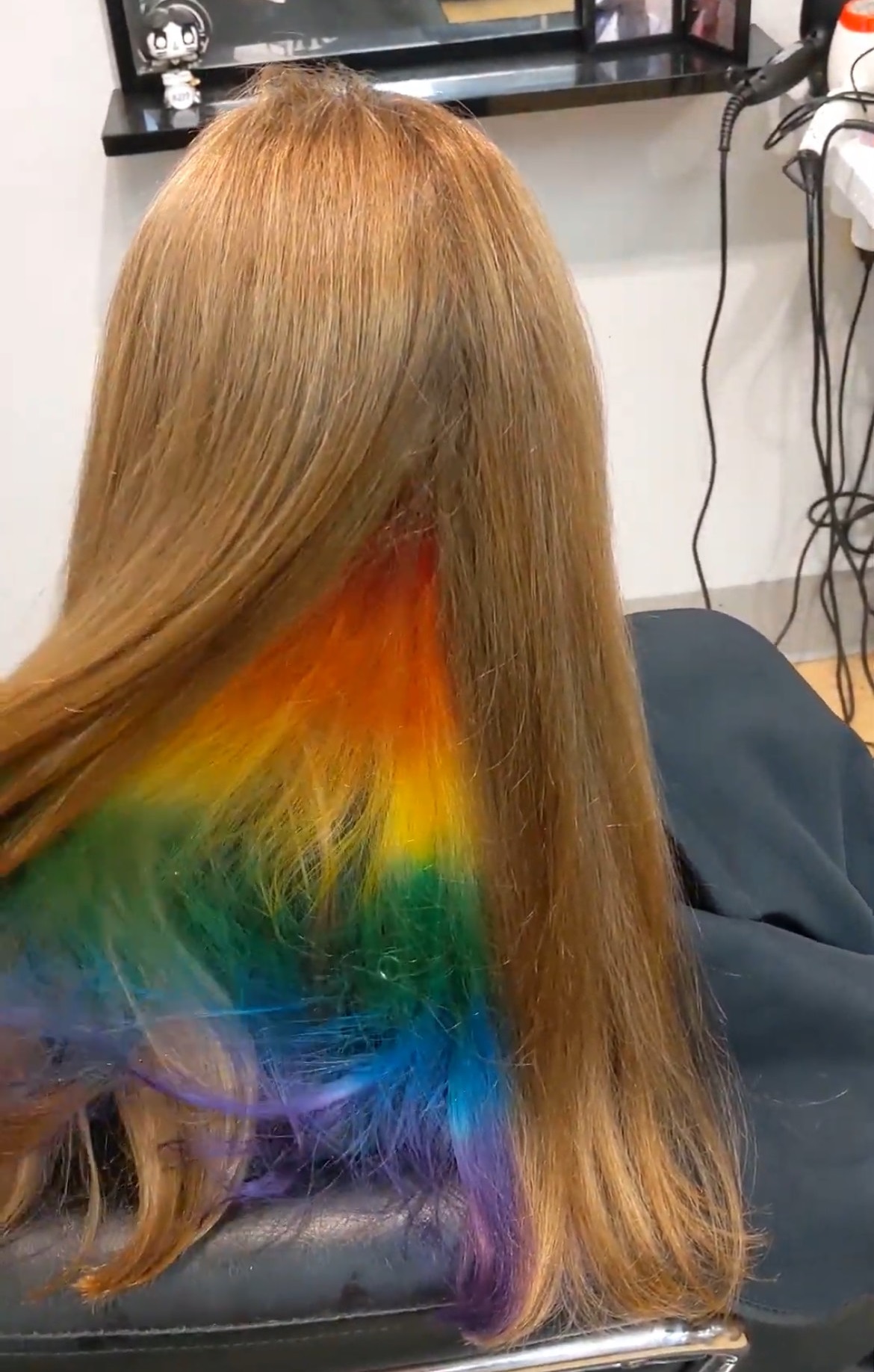 Long hair with a hidden rainbow underneath